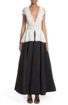 Women's Naeem Khan 2-piece Look Peplum Gown - Black