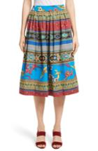 Women's Etro Floral Geo Print Cotton Skirt Us / 40 It - Blue