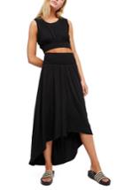 Women's Free People Morningside Crop Top & High/low Skirt - Black