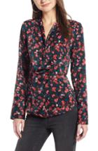 Women's Caslon Drop Needle Hacci Cowl Neck Top - Black