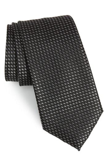 Men's Nordstrom Men's Shop Stella Solid Silk Tie, Size - Black