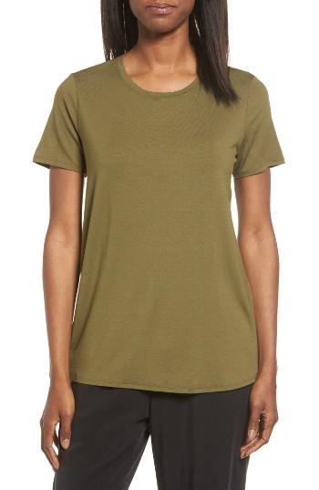 Women's Eileen Fisher Short Sleeve Jersey Tee, Size - Green