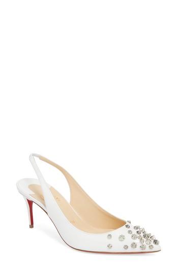 Women's Christian Louboutin Drama Spike Slingback Pump Us / 35eu - White