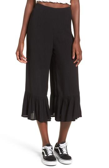 Women's Billabong Strange Talk Crop Ruffle Hem Pants - Black