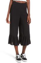 Women's Billabong Strange Talk Crop Ruffle Hem Pants - Black