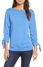 Women's Hinge Tie Sleeve Sweatshirt, Size - Blue