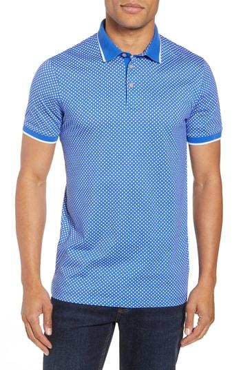Men's Ted Baker London Pickal Trim Fit Print Polo (l) - Blue
