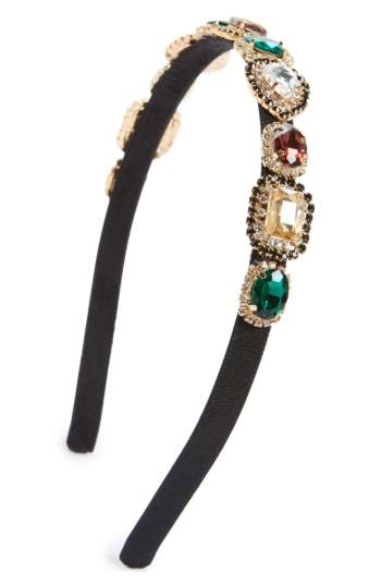 Cara Rhinestone Embellished Headband, Size - Black