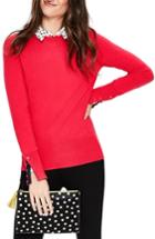 Women's Boden Tilda Button Cuff Detail Cotton Blend Sweater - Pink