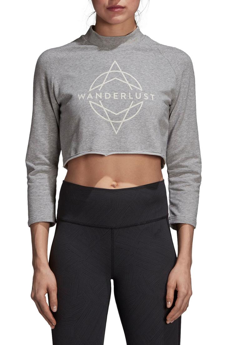 Women's Adidas Wanderlust Crop Tee - Grey