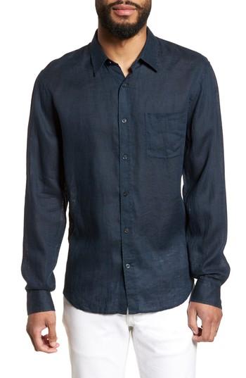 Men's Vince Washed Slim Fit Linen Sport Shirt - Blue
