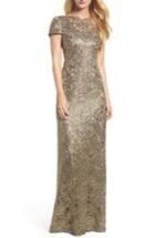 Petite Women's Tadashi Shoji Corded Lace Gown P - Beige