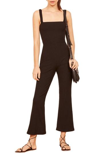 Women's Reformation Essie Flare Crop Jumpsuit - Black