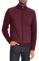 Men's 7 Diamonds 'gatti' Quilted Panel Lambswool Knit Jacket - Burgundy