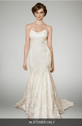 Women's Matthew Christopher Heather Strapless Silk Trumpet Gown