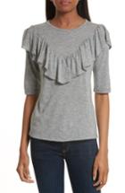 Women's Rebecca Taylor Ruffle Front Melange Jersey Top - Grey