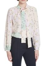 Women's Tory Burch Patchwork Tie-neck Blouse - Purple