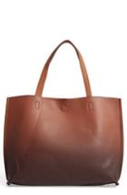 Street Level Reversible Faux Leather Tote - Brown