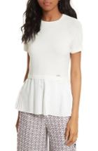 Women's Ted Baker London Gutai Pleat Panel Knit Top - Ivory