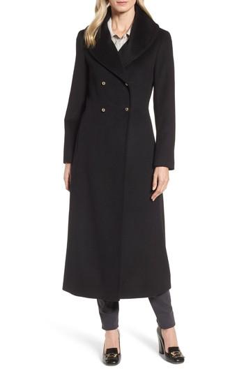 Women's Dkny Wool Blend Felt Shawl Collar Coat - Black