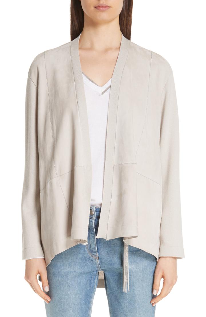 Women's Fabiana Filippi Suede, Cotton & Wool Cardigan Us / 38 It - Beige