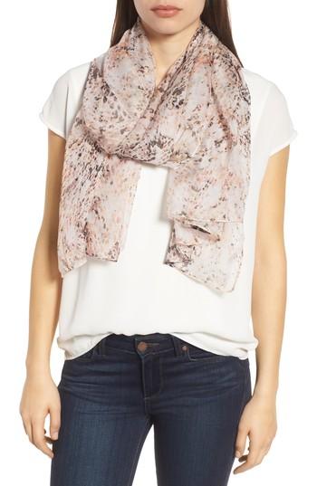 Women's Nordstrom Silk Chiffon Oblong Scarf, Size - Beige