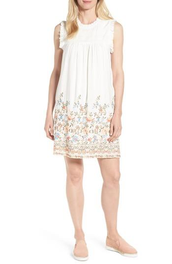 Women's Everleigh Pintuck Embroidered Shift Dress - Ivory