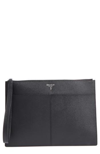 Serapian Milano Evolution Leather Clutch - Black