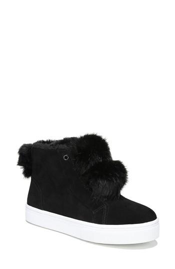 Women's Sam Edelman Lear Faux Fur Sneaker .5 M - Black