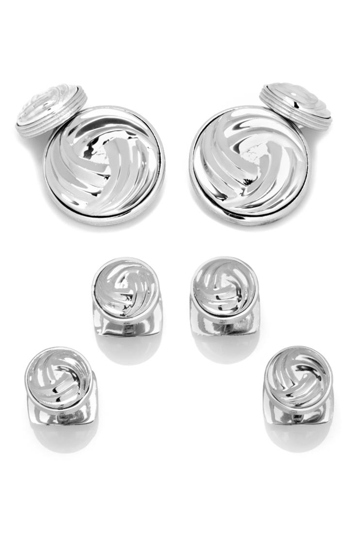 Men's Cufflinks, Inc. Modern Knot Cuff Link & Shirt Stud Set