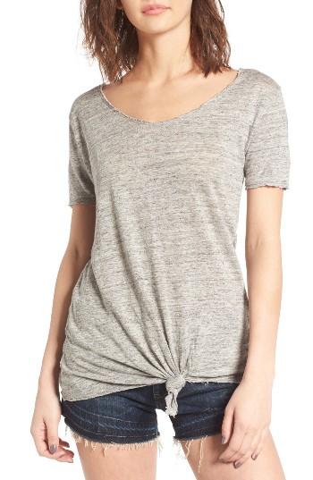 Women's Blanknyc Knotted Linen Tee - Grey