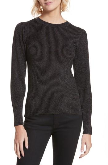 Women's Rebecca Taylor Metallic Ribbed Pullover - Black
