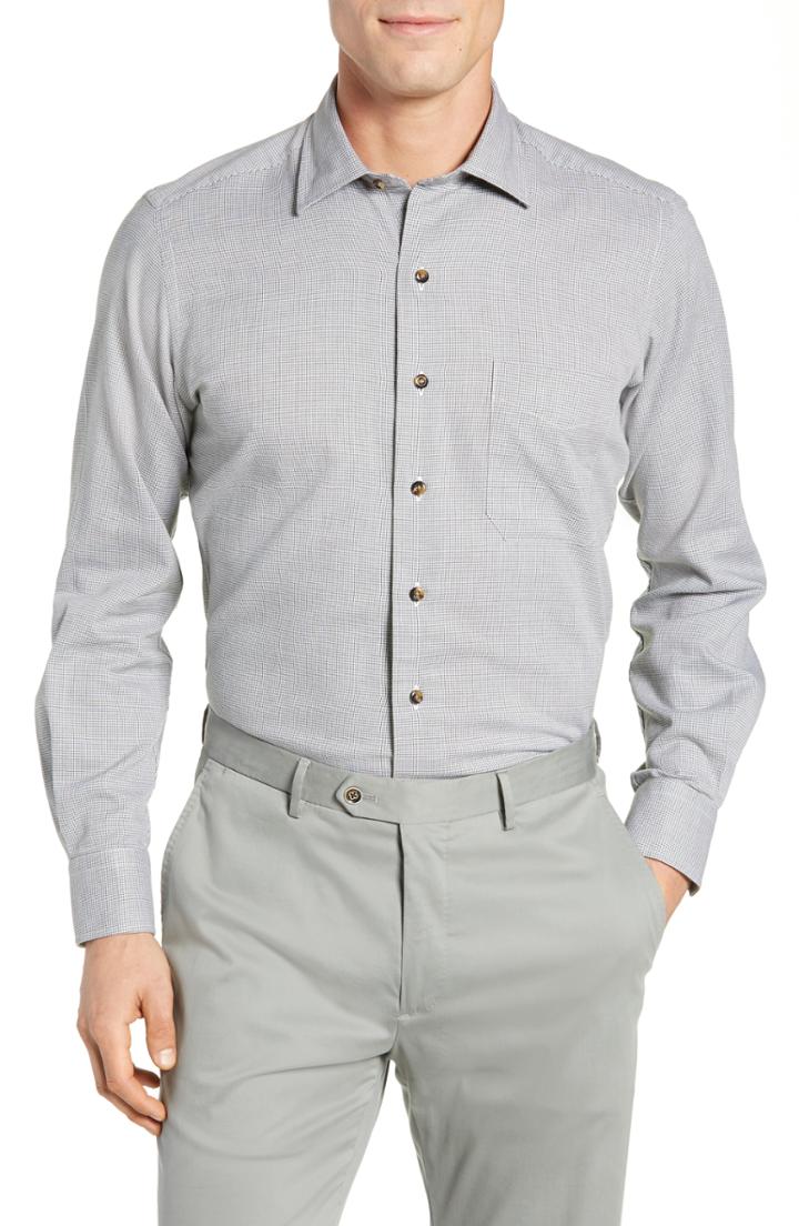 Men's David Donahue Regular Fit Check Sport Shirt - Green
