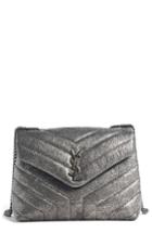 Saint Laurent Lou Lou Small Metallic Leather Shoulder Bag - Grey