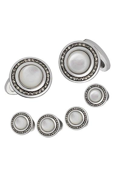 Men's Jan Leslie Mother-of-pearl Cuff Links & Shirt Stud Set