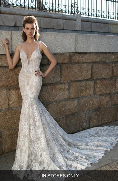 Women's Berta Plunging V-neck Beaded Lace Dress