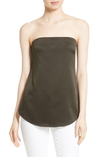Women's Theory Zalballa Vintage Strapless Satin Top - Green