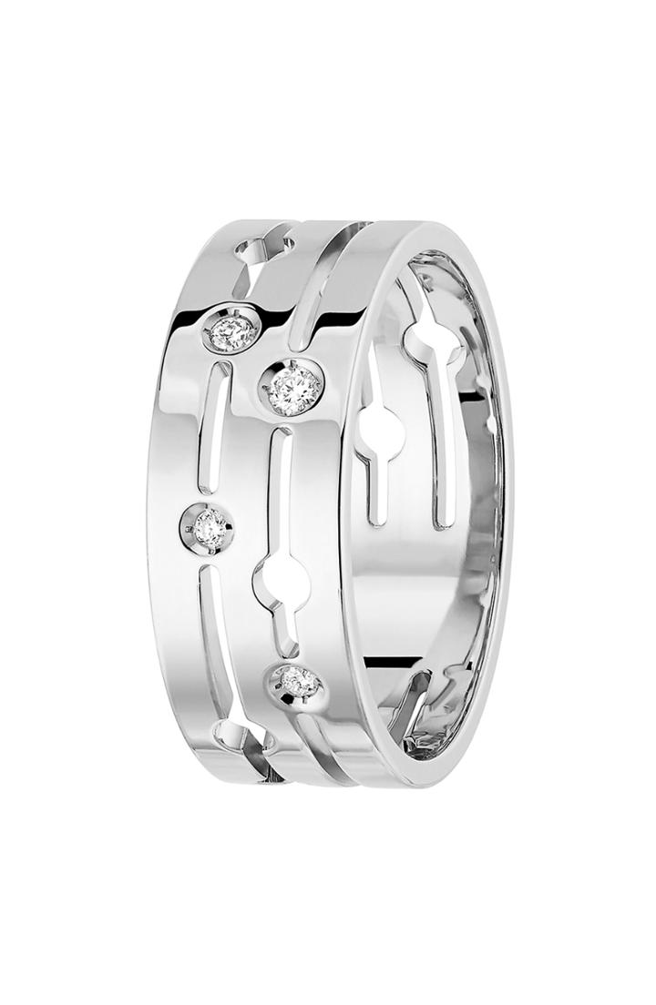 Women's Dinh Van Pulse Diamond 18k Gold Ring