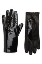 Women's Agnelle Mixed Media Lambskin Leather Gloves .5 - Black