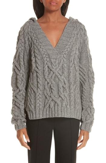 Women's Partow Melange Cable Knit Hooded Sweater - Grey