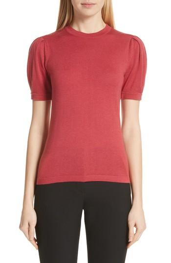 Women's Co Silk & Cashmere Puff Sleeve Sweater - Coral