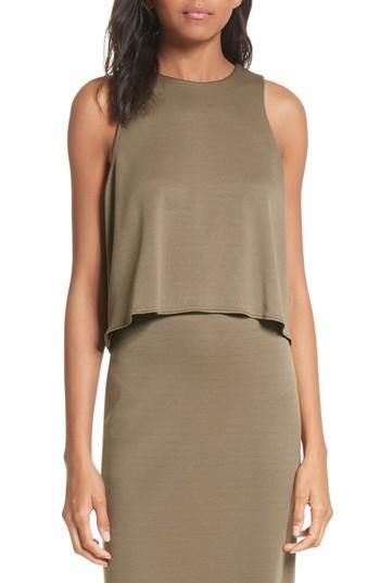 Women's Tibi Astor Knit Crop Tank - Green