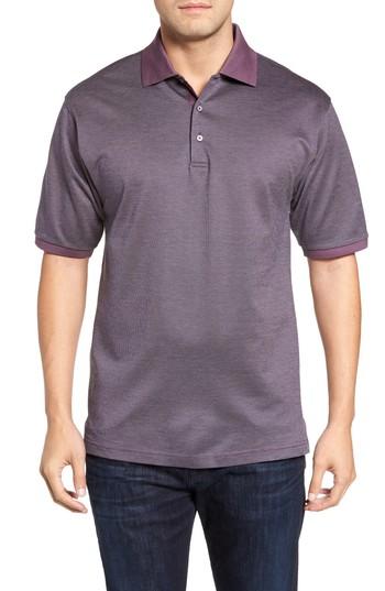 Men's Bobby Jones Verde Jacquard Mercerized Cotton Polo - Purple