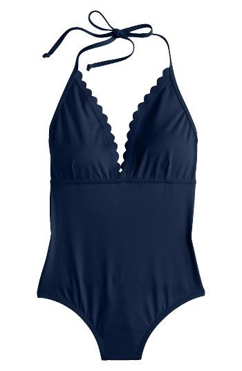 Women's J.crew Scallop One-piece Swimsuit - Blue