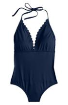 Women's J.crew Scallop One-piece Swimsuit - Blue