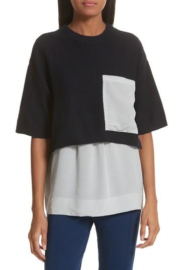 Women's Joseph Woven Stripe Inset Sweater - Blue
