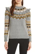 Women's Vince Fair Isle Wool & Cashmere Crop Turtleneck Sweater