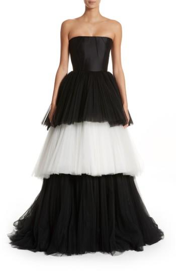 Women's Carolina Herrera Strapless Layered Tulle Gown - Black