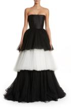 Women's Carolina Herrera Strapless Layered Tulle Gown - Black