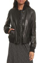 Women's Vince Leather Bomber Jacket - Black